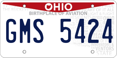 OH license plate GMS5424