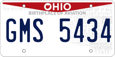 OH license plate GMS5434