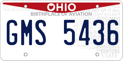 OH license plate GMS5436