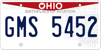 OH license plate GMS5452