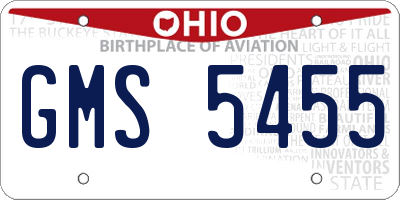 OH license plate GMS5455