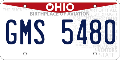 OH license plate GMS5480