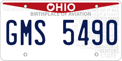 OH license plate GMS5490