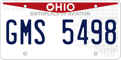 OH license plate GMS5498