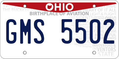 OH license plate GMS5502
