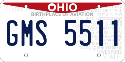 OH license plate GMS5511
