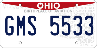 OH license plate GMS5533