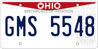 OH license plate GMS5548