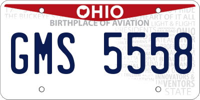 OH license plate GMS5558