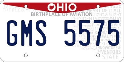OH license plate GMS5575