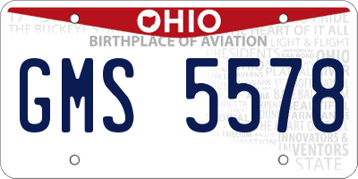 OH license plate GMS5578