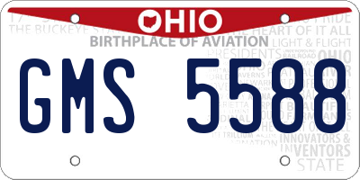 OH license plate GMS5588