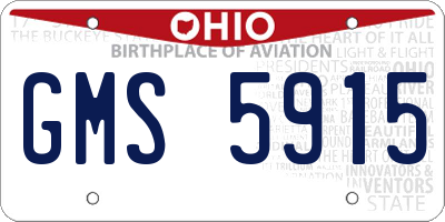 OH license plate GMS5915