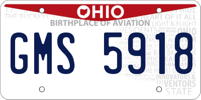 OH license plate GMS5918