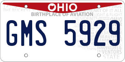 OH license plate GMS5929