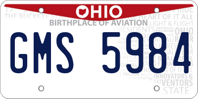 OH license plate GMS5984