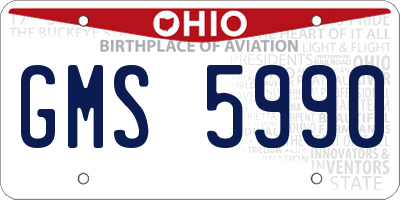 OH license plate GMS5990