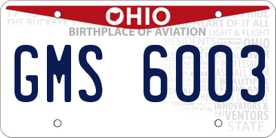 OH license plate GMS6003