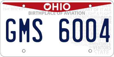OH license plate GMS6004