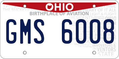 OH license plate GMS6008