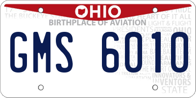 OH license plate GMS6010