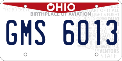 OH license plate GMS6013