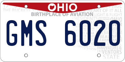 OH license plate GMS6020