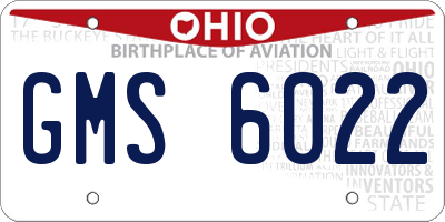 OH license plate GMS6022