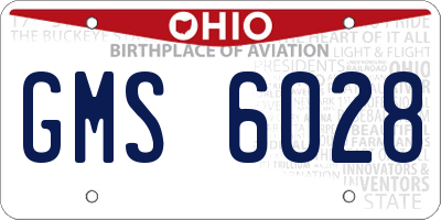 OH license plate GMS6028