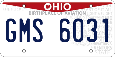 OH license plate GMS6031