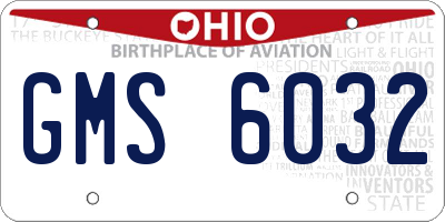 OH license plate GMS6032
