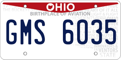 OH license plate GMS6035