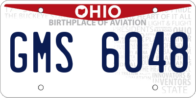 OH license plate GMS6048