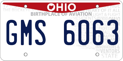 OH license plate GMS6063