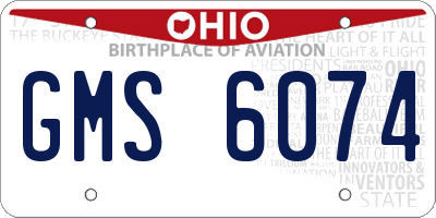 OH license plate GMS6074