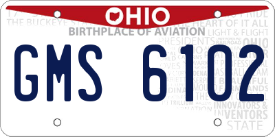 OH license plate GMS6102