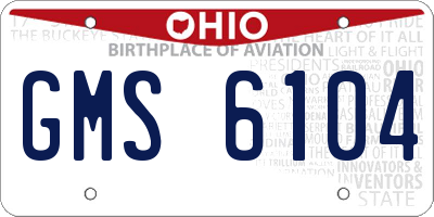OH license plate GMS6104