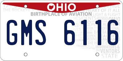 OH license plate GMS6116