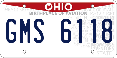 OH license plate GMS6118