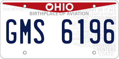 OH license plate GMS6196