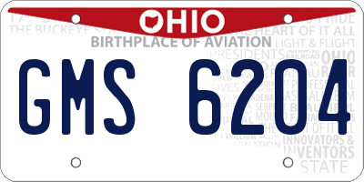 OH license plate GMS6204