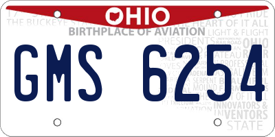 OH license plate GMS6254