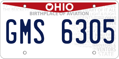OH license plate GMS6305