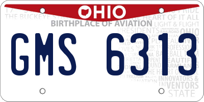 OH license plate GMS6313
