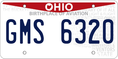 OH license plate GMS6320