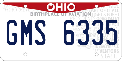 OH license plate GMS6335