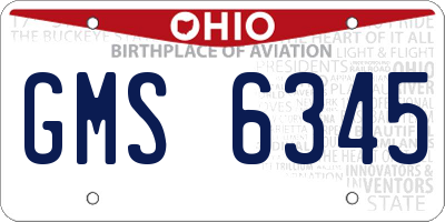 OH license plate GMS6345
