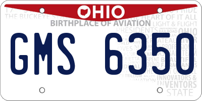 OH license plate GMS6350