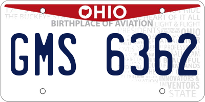 OH license plate GMS6362