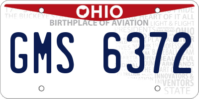 OH license plate GMS6372